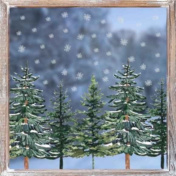 130 PCS Christmas Window Cling Sticker, Trees Snow for Home Party Supplies - Picture 2 of 7